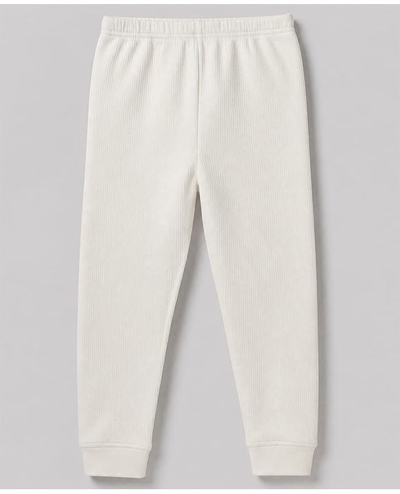 Pine Kids Cotton Blend Knit Full Length Solid Thermal Pant in White