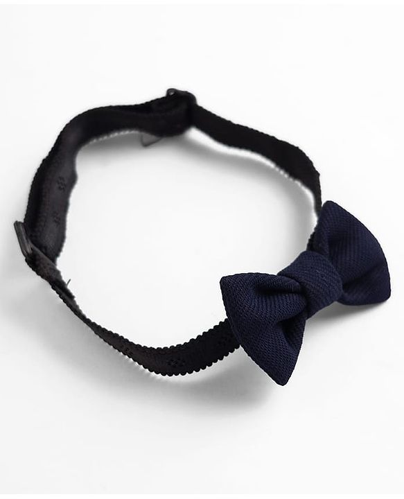 Babyhug Woven Full Sleeves Solid Three Piece Party Suit With Bow - Navy Blue