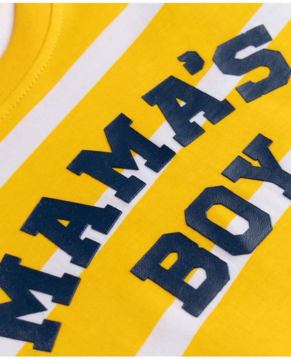 Babyhug 100% Cotton Knit Full Sleeves Striped T- Shirt With Text Print - Yellow