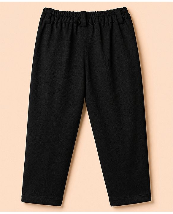 Babyhug Woven Full Sleeves Woven Party suit With Bow - Black