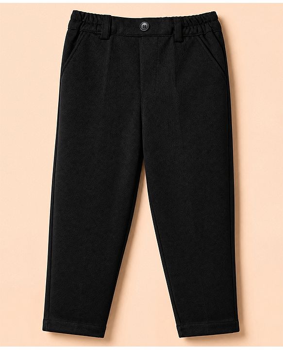 Babyhug Woven Full Sleeves Woven Party suit With Bow - Black