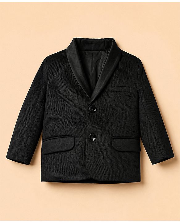Babyhug Woven Full Sleeves Woven Party suit With Bow - Black