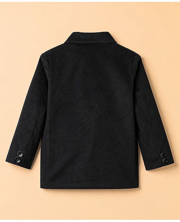 Babyhug Woven Full Sleeves Woven Party suit With Bow - Black