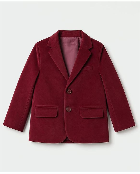 Babyhug Woven Full Sleeves Party Suit With Bow - Maroon