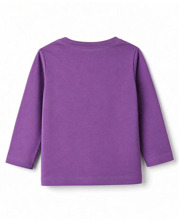 Babyhug 100% Cotton Knit Full Sleeves T-Shirt With Daddy Is My Hero Text Print - Purple