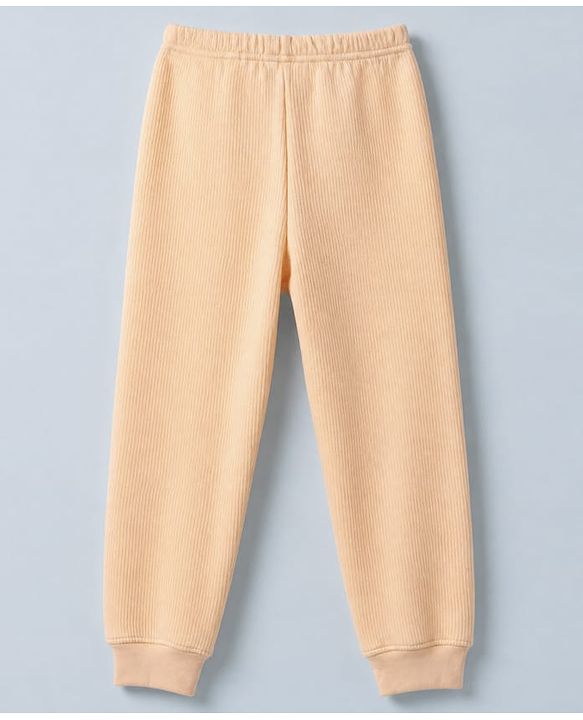 Pine Kids Cotton Mix Knit Ribbed Full Length Thermal Pant - Peach