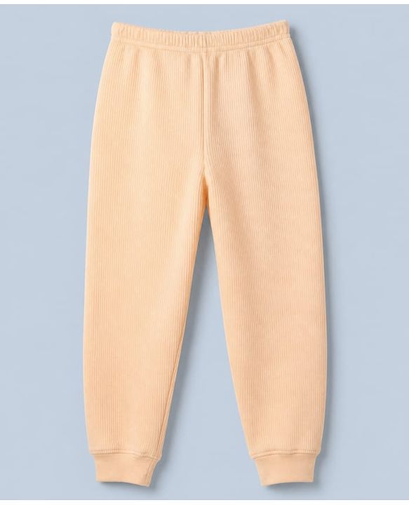 Pine Kids Cotton Mix Knit Ribbed Full Length Thermal Pant - Peach