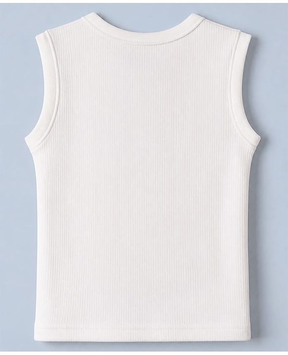 Pine Kids Cotton Blend Knit Thermal Solid Sleeveless Vests Pack of 2 - White & Black