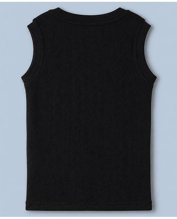 Pine Kids Cotton Blend Knit Thermal Solid Sleeveless Vests Pack of 2 - White & Black