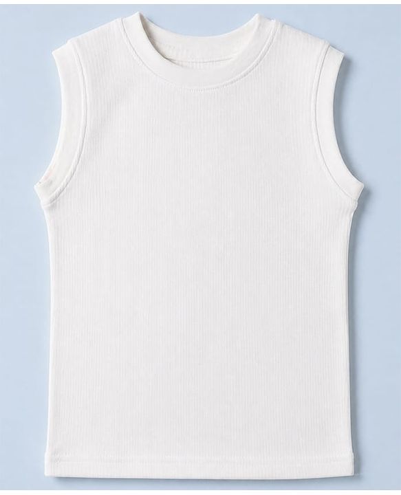 Pine Kids Cotton Blend Knit Thermal Solid Sleeveless Vests Pack of 2 - White & Black