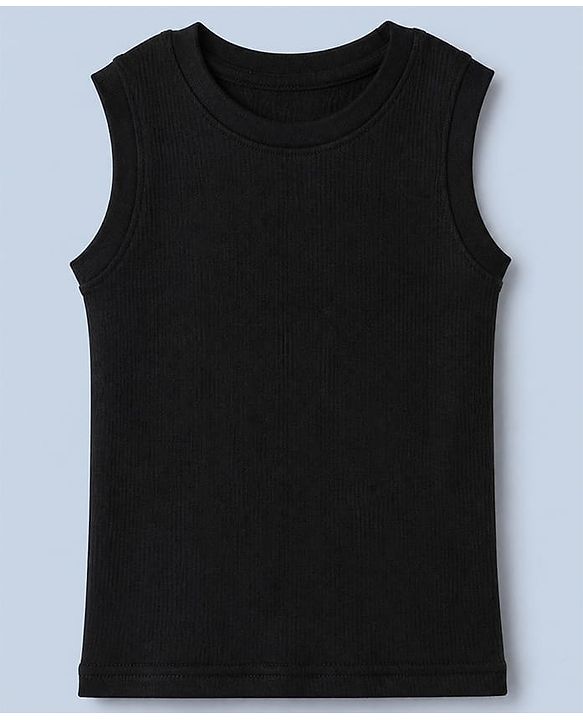 Pine Kids Cotton Blend Knit Thermal Solid Sleeveless Vests Pack of 2 - White & Black