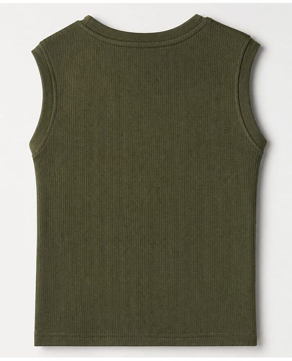 Pine Kids Cotton Blend Knit Solid Thermal Inner Wear with Sleeveless Pack of 2 - Olive Green & Black