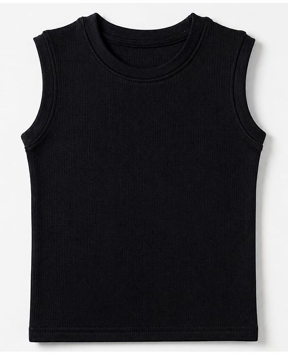Pine Kids Cotton Blend Knit Solid Thermal Inner Wear with Sleeveless Pack of 2 - Olive Green & Black