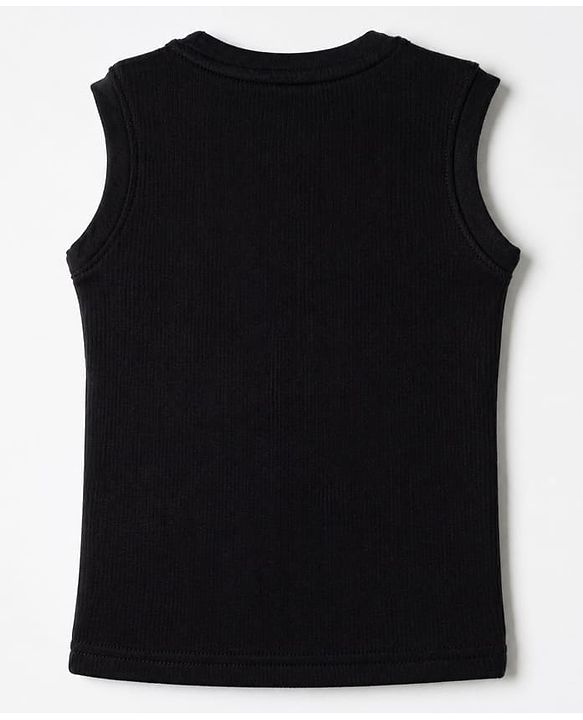 Pine Kids Cotton Blend Knit Solid Thermal Inner Wear with Sleeveless Pack of 2 - Olive Green & Black