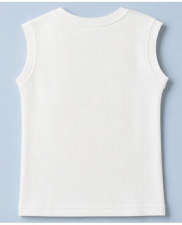Pine Kids Cotton Blend Knit Thermal Solid Sleeveless Vests Pack of 2 - White