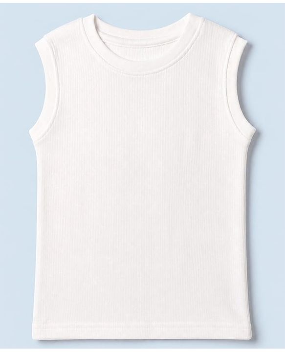 Pine Kids Cotton Blend Knit Thermal Solid Sleeveless Vests Pack of 2 - White