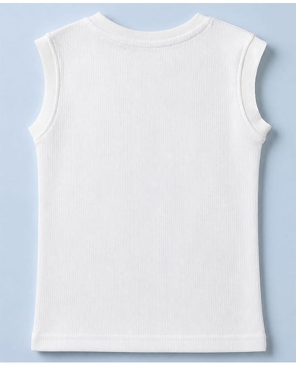 Pine Kids Cotton Blend Knit Thermal Solid Sleeveless Vests Pack of 2 - White