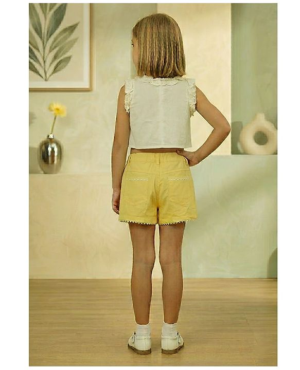 Buy Lei-Chie Cotton Blend Woven Floral Embroidered Sleeveless Top