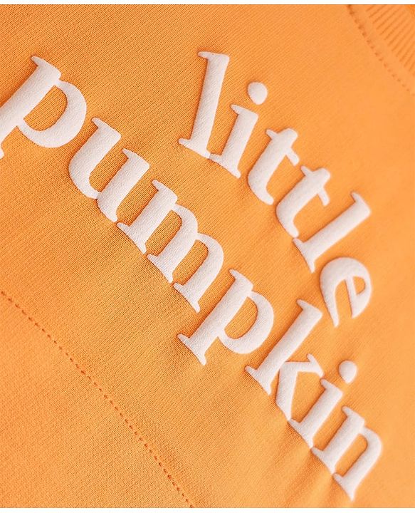 Babyhug Heavy Gauge 100% Cotton Terry Knit Sweatshirt With Full Sleeves and Little Pumpkin Text Print - Orange