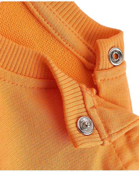Babyhug Heavy Gauge 100% Cotton Terry Knit Sweatshirt With Full Sleeves and Little Pumpkin Text Print - Orange