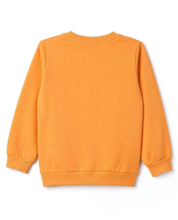 Babyhug Heavy Gauge 100% Cotton Terry Knit Sweatshirt With Full Sleeves and Little Pumpkin Text Print - Orange