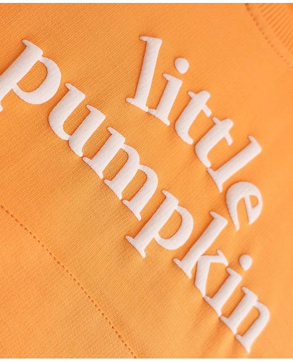 Babyhug Heavy Gauge 100% Cotton Terry Knit Sweatshirt With Full Sleeves and Little Pumpkin Text Print - Orange