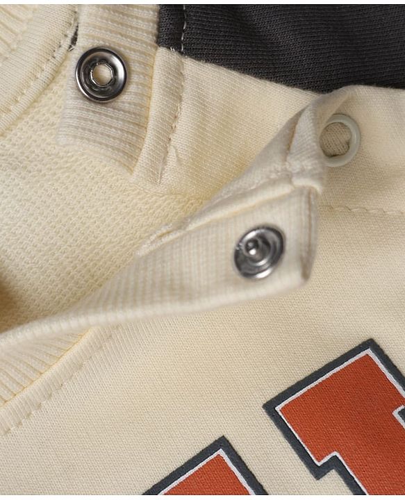 Babyhug 100% Cotton Terry Knit Full Sleeves Heavy Gauge Sweatshirt With Ski Club Print - Beige
