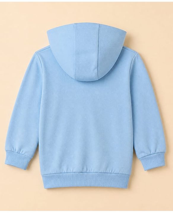 Babyhug 100% Cotton Terry Knit Sweatshirt With Full Sleeves and Bear Print in Light/Sky Blue