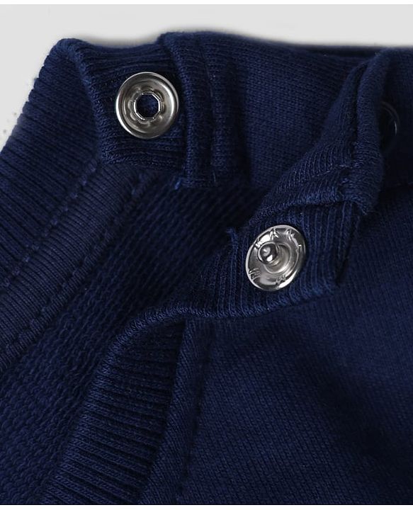 Babyhug 100% Cotton Heavy Gauge Terry Knit Full Sleeves Sweatshirt With Puffed Sleeves And Los Angeles Sports League Embroidery - Navy Blue