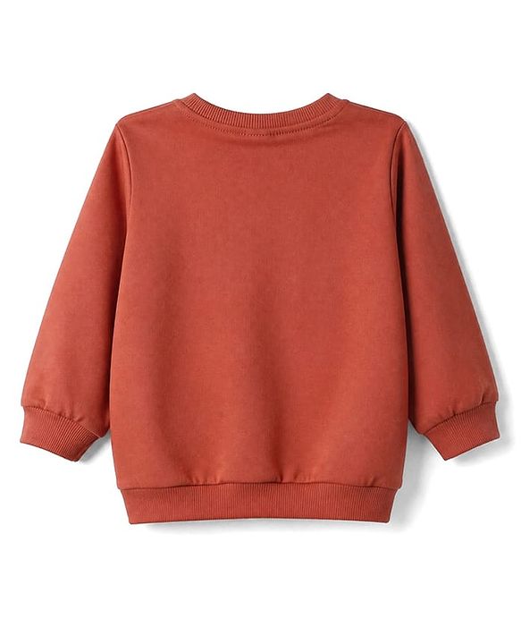 Babyhug Heavy Gauge 100% Cotton Terry Knit Sweatshirt with Full Sleeves and Basketball Print -Brown