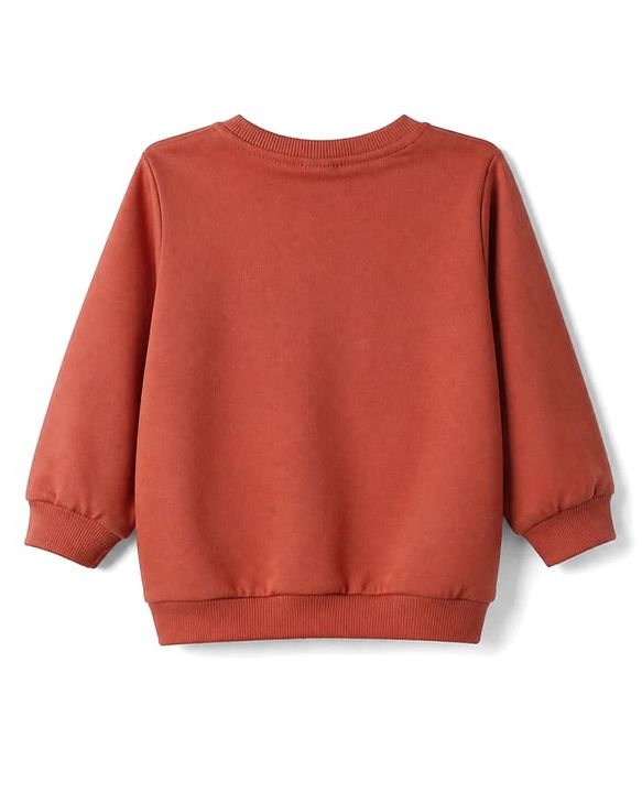 Babyhug Heavy Gauge 100% Cotton Terry Knit Sweatshirt with Full Sleeves and Basketball Print -Brown