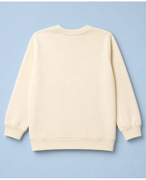 Babyhug Heavy Gauge 100% Cotton Terry Knit Sweatshirt With Full Sleeves and Teddy Bear Print - Offwhite