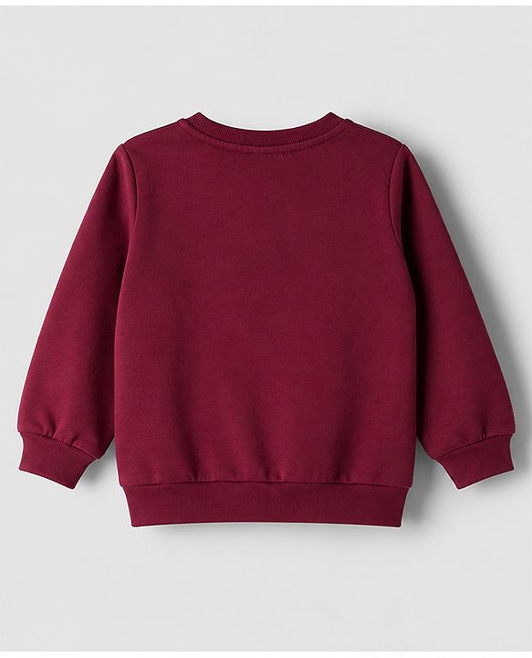 Babyhug Heavy Gauge 100% Cotton Terry Knit Sweatshirt With Full Sleeves and Baseball Print - Brown