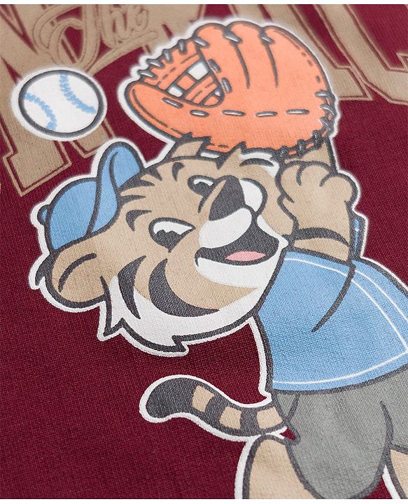 Babyhug Heavy Gauge 100% Cotton Terry Knit Sweatshirt With Full Sleeves and Baseball Print - Brown