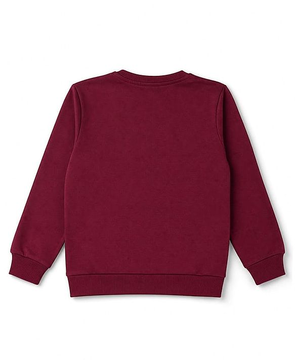 Babyhug Heavy Gauge 100% Cotton Terry Knit Sweatshirt With Full Sleeves and Baseball Print - Brown