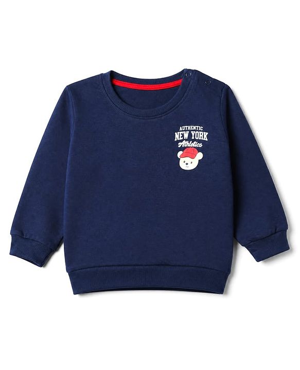 Babyhug 100% Cotton Knit Sweatshirt with Full Sleeves and Cool Edition New York City Brooklyn Atheletic Department Text in Blue & Red Pack of 2