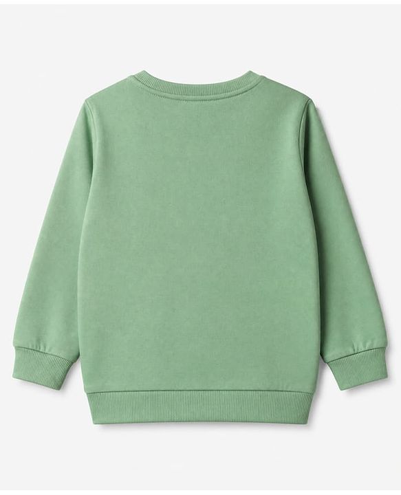 Babyhug 100% Cotton Heavy Gauge Terry Knit Sweatshirts with Full Sleeves and Always Happy Tiger & My Daddy is my Super Hero Text Print in Pack of 2 - Orange Light Green