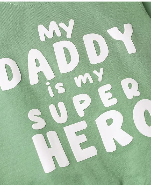 Babyhug 100% Cotton Heavy Gauge Terry Knit Sweatshirts with Full Sleeves and Always Happy Tiger & My Daddy is my Super Hero Text Print in Pack of 2 - Orange Light Green