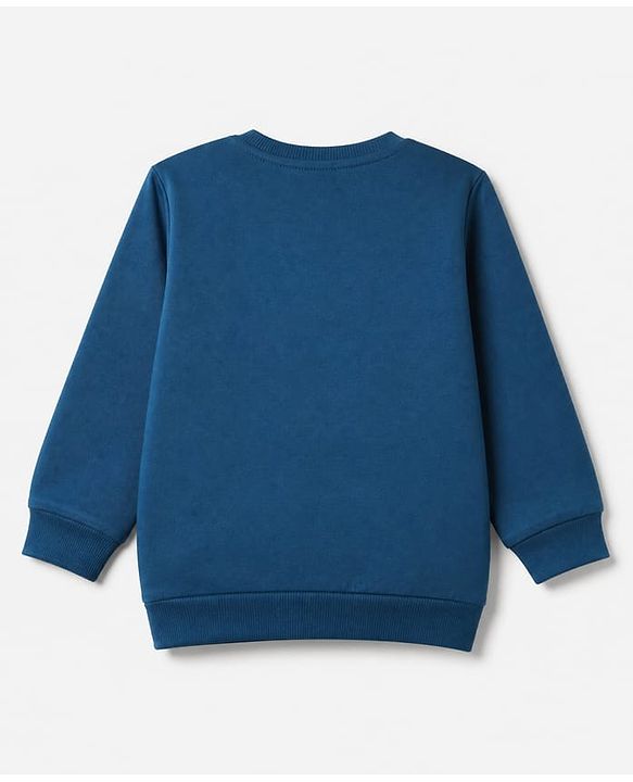 Babyhug Terry Knit Heavy Gauge Sweatshirts with Full Sleeves & Text Print Pack of 2 - Green & Blue