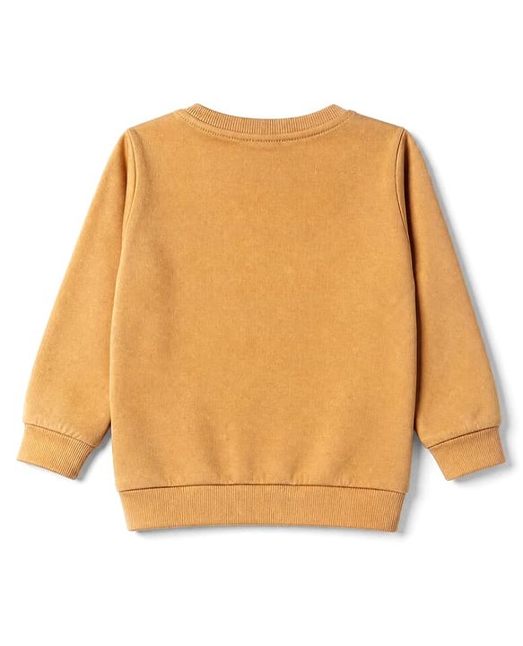 Babyhug Heavy Gauge Terry Knit Sweatshirt With Full Sleeves and Happy Days Text Print Pack f 2 - Navy Blue & Golden Pack of 2