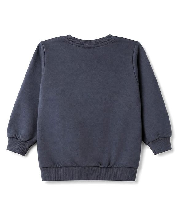 Babyhug Heavy Gauge Terry Knit Sweatshirt With Full Sleeves and Happy Days Text Print Pack f 2 - Navy Blue & Golden Pack of 2
