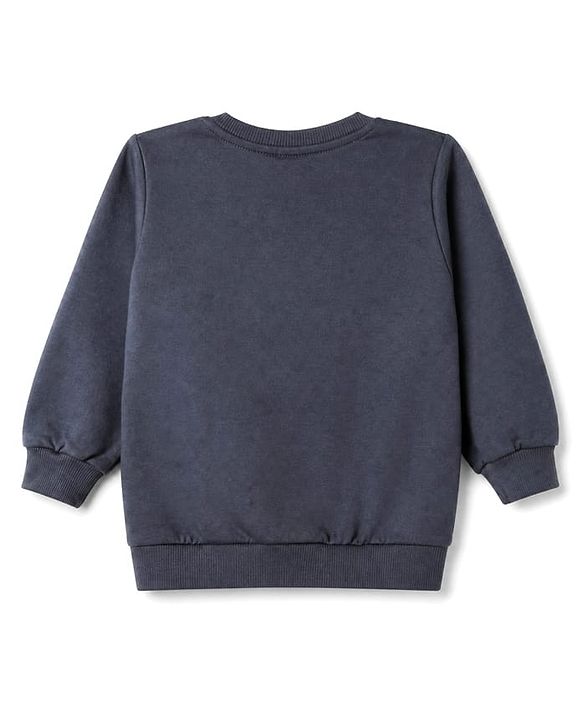 Babyhug Heavy Gauge Terry Knit Sweatshirt With Full Sleeves and Happy Days Text Print Pack f 2 - Navy Blue & Golden Pack of 2