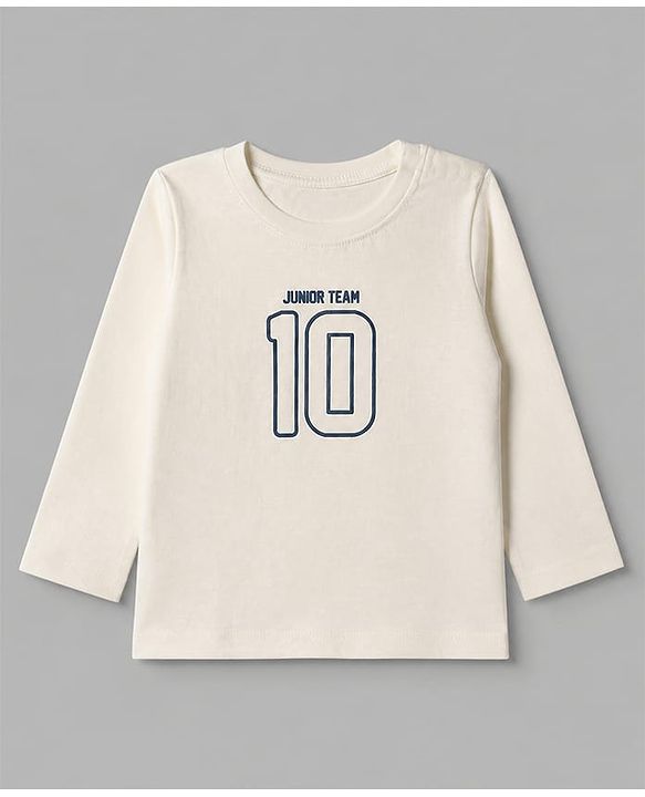 Babyhug 100% Cotton Knit Full Sleeves T-Shirts with Captain Text Print Pack of 3 - White Red & Navy Blue
