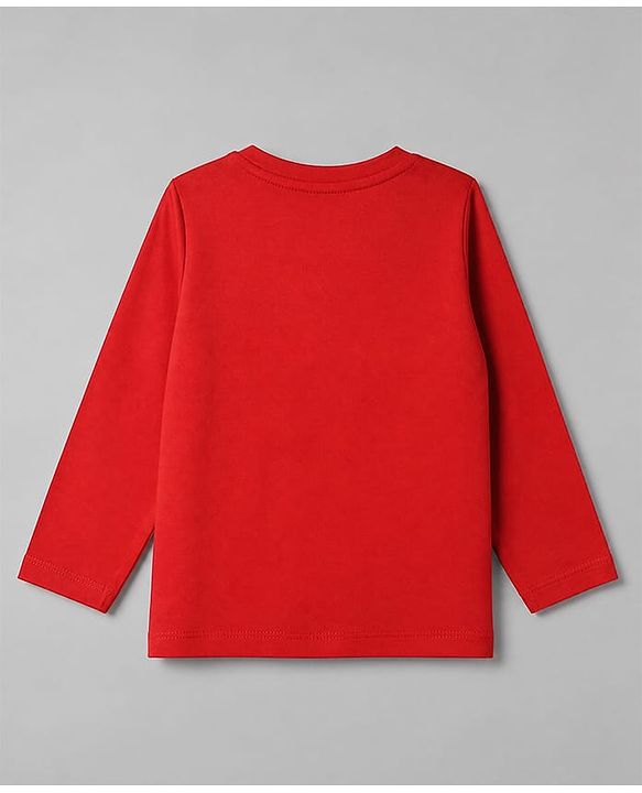 Babyhug 100% Cotton Knit Full Sleeves T-Shirts with Captain Text Print Pack of 3 - White Red & Navy Blue
