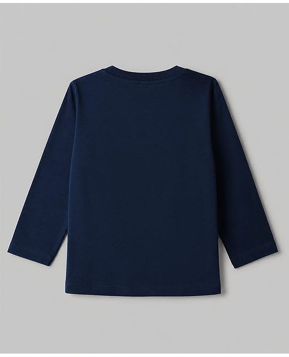 Babyhug 100% Cotton Knit Full Sleeves T-Shirts with Captain Text Print Pack of 3 - White Red & Navy Blue