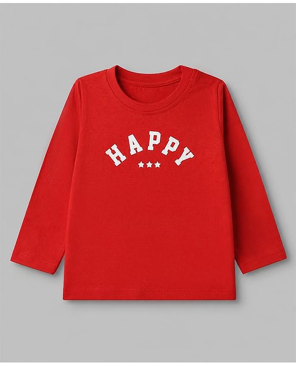 Babyhug 100% Cotton Knit Full Sleeves T-Shirts with Captain Text Print Pack of 3 - White Red & Navy Blue
