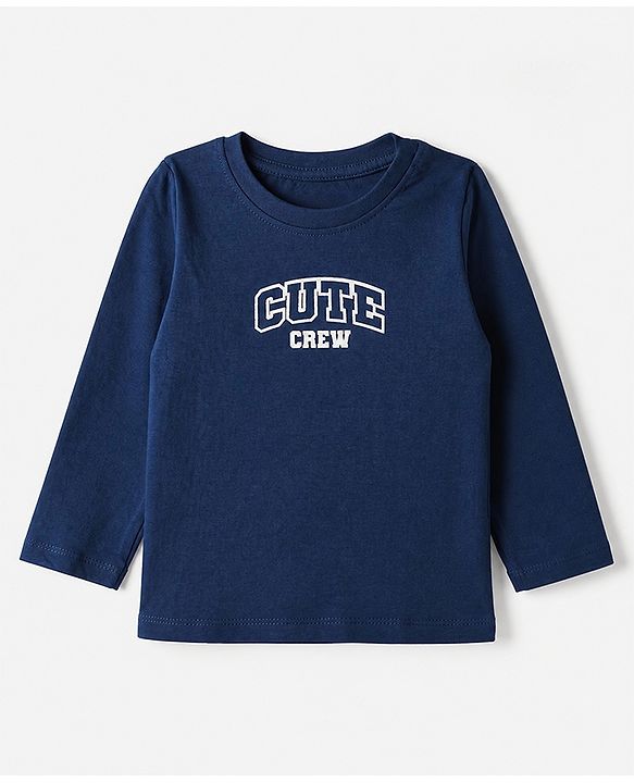 Babyhug 100% Cotton Knit Full Sleeves T-Shirts with Explorer & Cute Crew Text with Bear Print Pack of 3 - Navy Blue Green & White