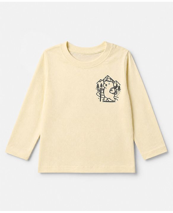 Babyhug 100% Cotton Knit Full Sleeves T-Shirts with Explorer & Cute Crew Text with Bear Print Pack of 3 - Navy Blue Green & White