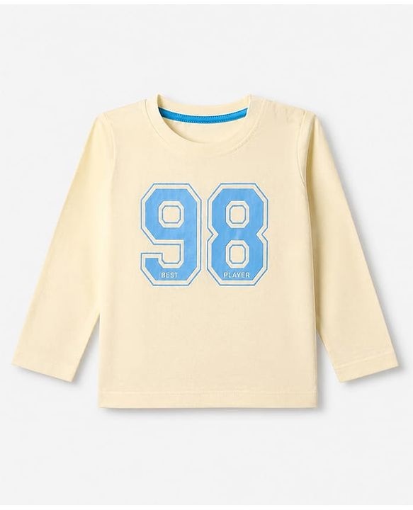 Babyhug 100% Cotton Knit Full Sleeevs T-Shirts with Tokyo Athletic & Number Print Pack of 3 - Red, Blue & Cream