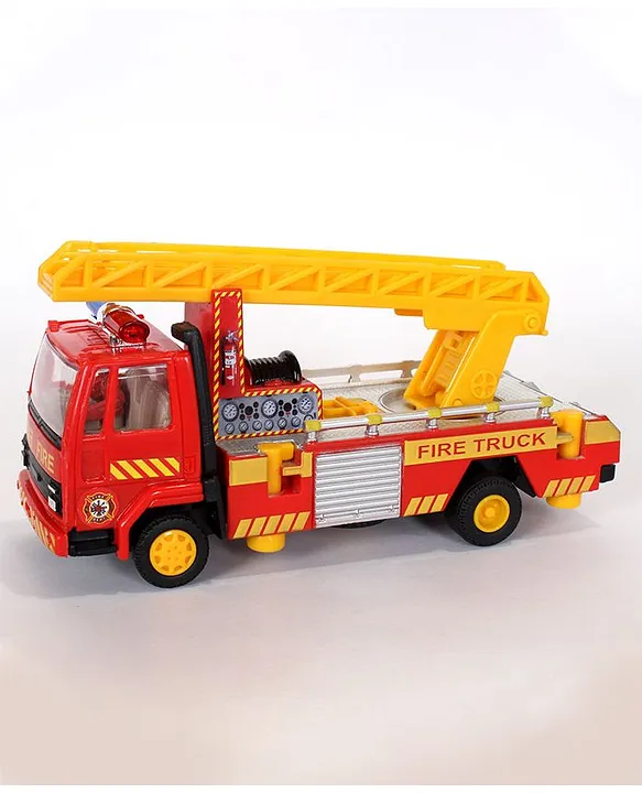 fire truck toy van pull back red